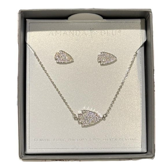 amanda blu Jewelry - AMANDA BLU 925 Sterling Silver Plating Arrowheads Earrings Necklace Set NEW